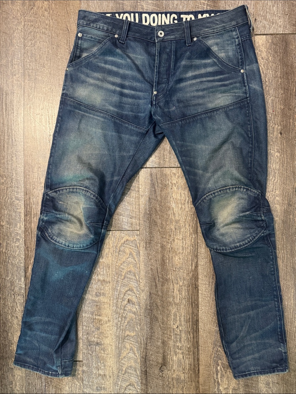 G-Star Slim Straight Distressed Indigo Jeans